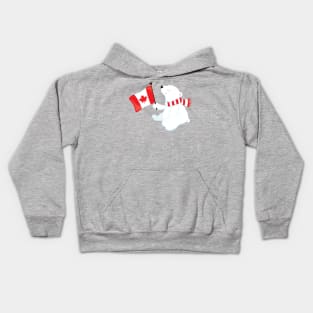 Canada Day, Polar Bear, Bear With Flag, Holiday Kids Hoodie